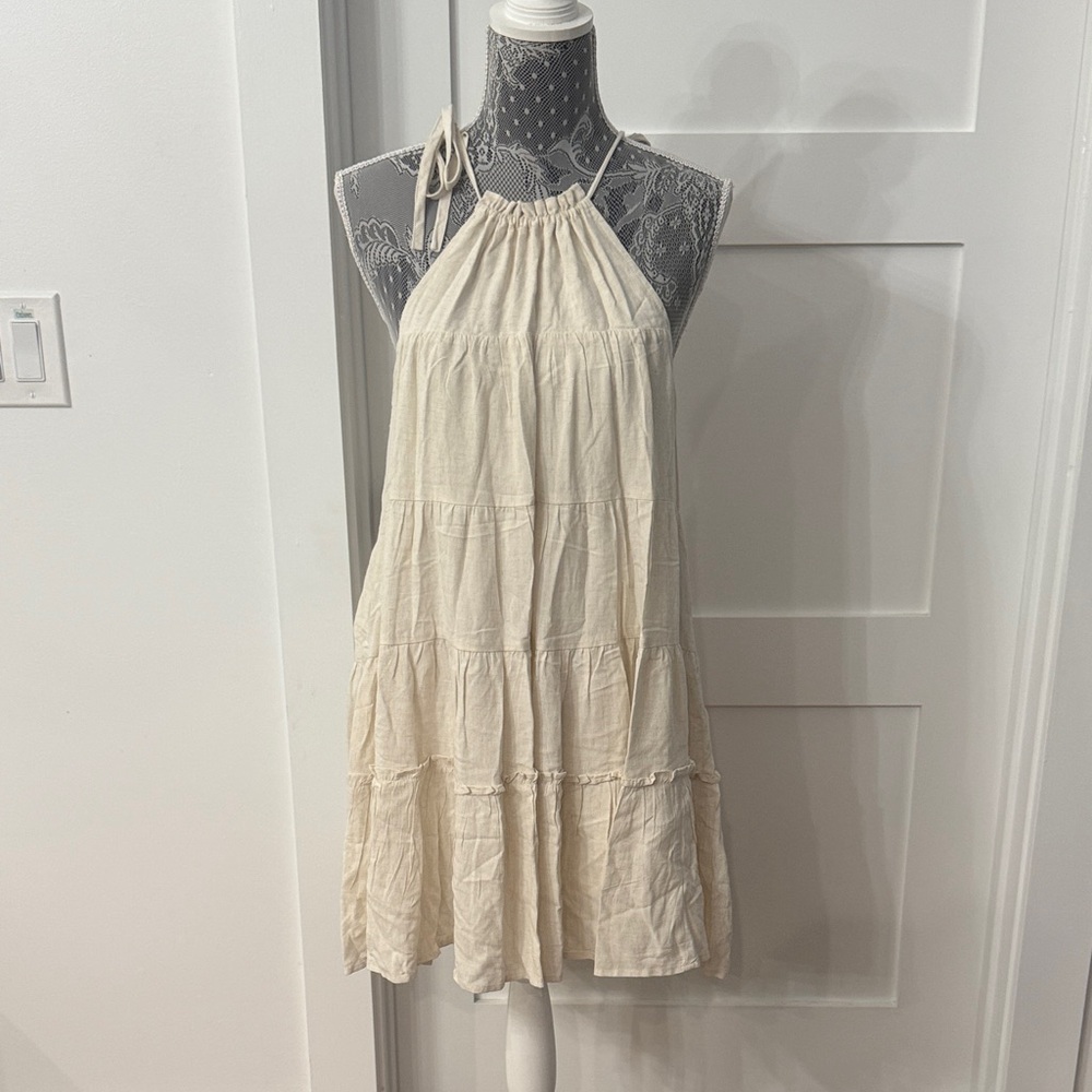 Love Riche Cream Tiered Mini Dress